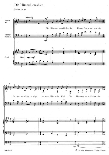 Psalmsprüche für drei- und vierstimmigen gemischten Chor und Orgel [Bar:BA6428]