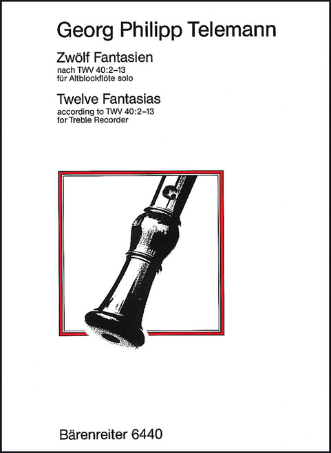 Twelve Fantasias for treble recorder solo [Bar:BA6440]