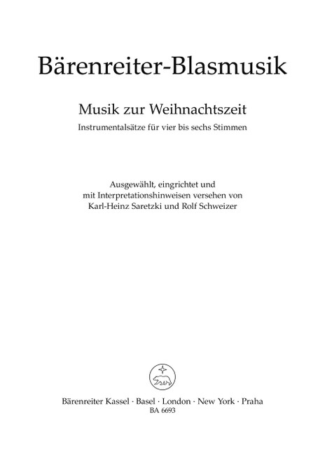 Musik zur Weihnachtszeit für Blechbläser (Posaunenchor) [Bar:BA6693]