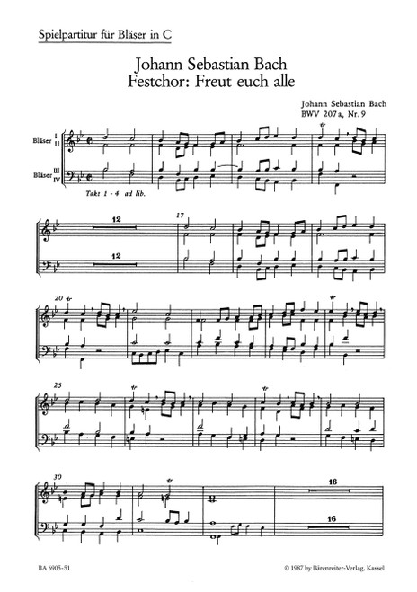 Freut euch alle BWV 207a/9 [Bar:BA6905-51]