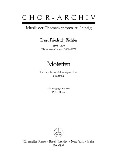 Motetten für vier- bis achtstimmigen Chor a cappela [Bar:BA6937]