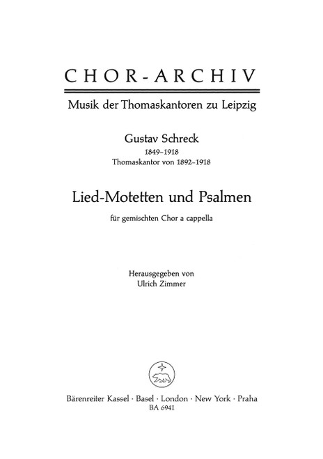 Lied-Motetten und Psalmen für gemischten Chor a cappella [Bar:BA6941]