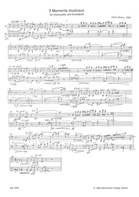 5 Moments musicaux für Violoncello und Kontrabaß (1985) [Bar:BA7035]
