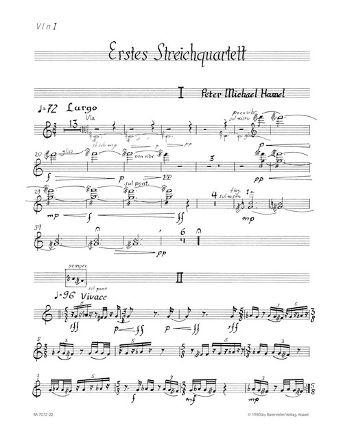 Erstes Streichquartett (1980) [Bar:BA7072-22]