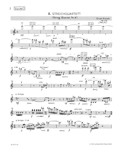 Streichquartett no. 8 op. 233 (1980/1981) [Bar:BA7077-22]