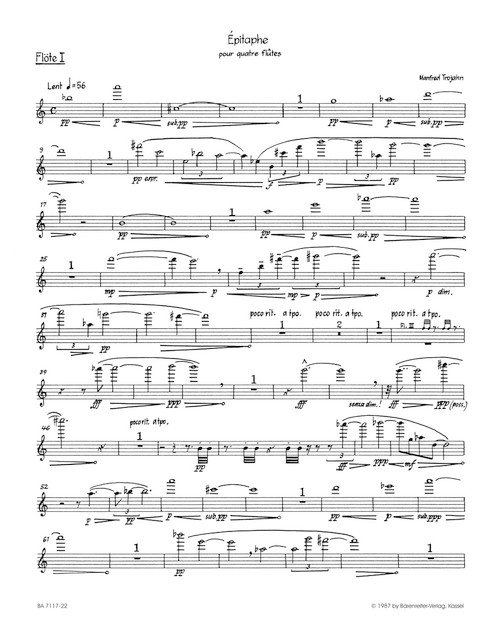 Épitaphe for four Flutes (1986) [Bar:BA7117-22]