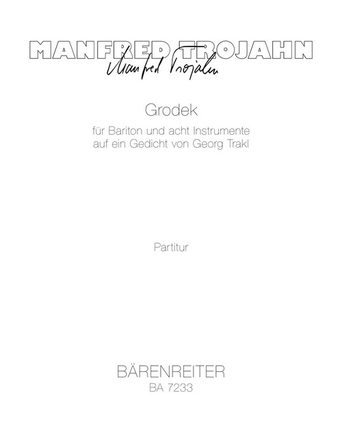 Grodek für Bariton und acht Instrumente (1991) [Bar:BA7233]