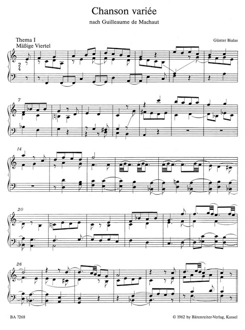Chanson variée nach Guillaume de Machaut [Bar:BA7268]