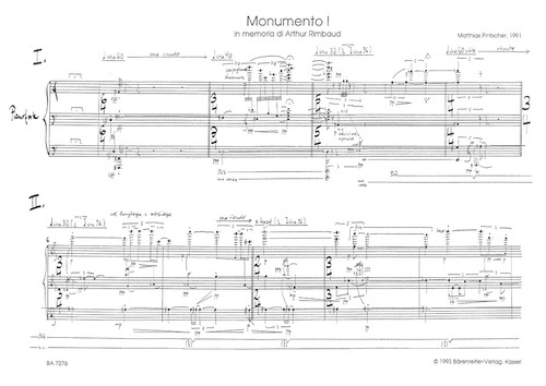 Monumento I for Piano (1991) [Bar:BA7276]