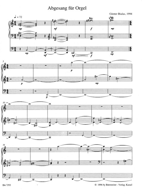 Abgesang für Orgel (1994) [Bar:BA7293]
