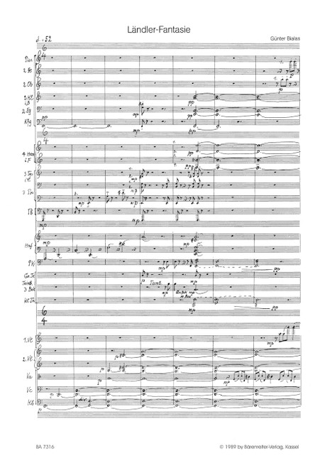 Ländler-Fantasie für Orchester (1989) [Bar:BA7316]