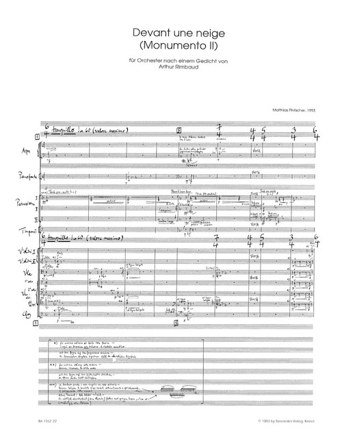 Devant une neige - Monumento II für Orchester (1993) [Bar:BA7352-22]