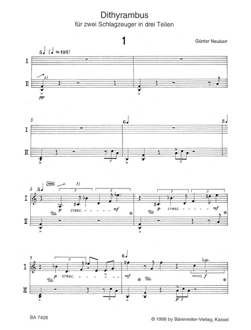 Dithyrambus für zwei Schlagzeuger in drei Teilen (1986) [Bar:BA7428]