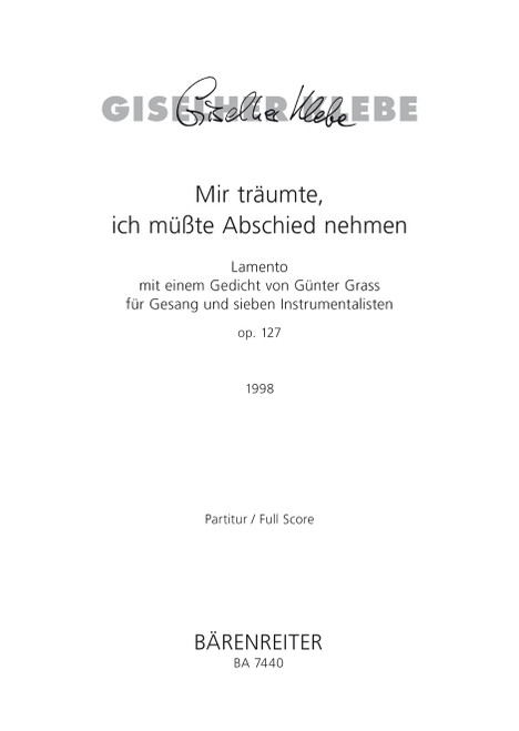 Mir träumte, ich müsste Abschied nehmen op. 127 (1998) [Bar:BA7440]