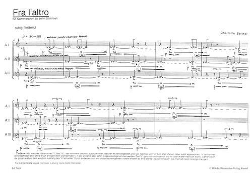 Fra l'altro für Kammerchor zu 10 Stimmen, solistisch oder chorisch (1991) [Bar:BA7463]