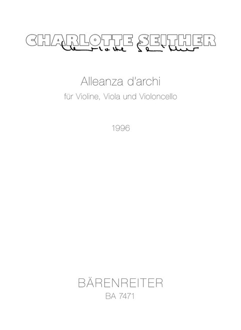 Alleanza d'archi für Violine, Viola und Violoncello (1996) [Bar:BA7471]