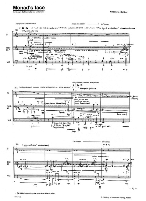 Monad's Face für Sopran, Bassklarinette und Violoncello (1997) [Bar:BA7473]
