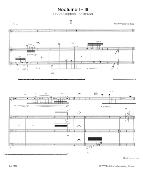 Nocturnes I-III Altsaxophon und Klavier (1993) [Bar:BA7482]