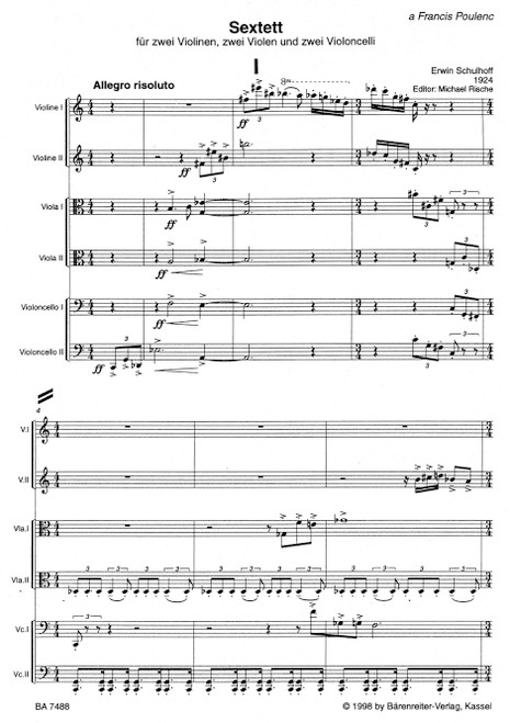 Sextet for Two Violins, Two Violas and Two Violoncellos (1924) [Bar:BA7488]