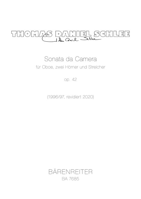 Sonata da Camera für Oboe, zwei Hörner und Streicher op. 42 (1996/1997 (rev. 2020)) [Bar:BA7685]