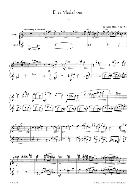 Drei Medaillons für zwei Flöten op. 66 (1987) [Bar:BA8051]