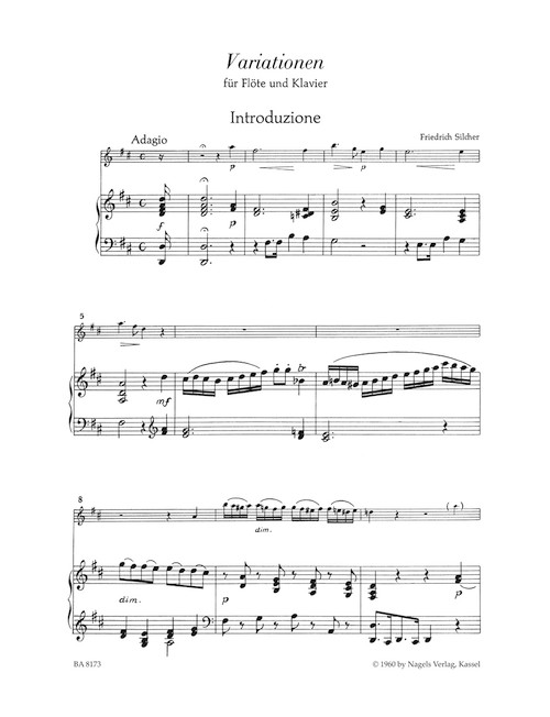 Variationen über "Nel cor piu non mi sento" für Flöte und Klavier [Bar:BA8173]