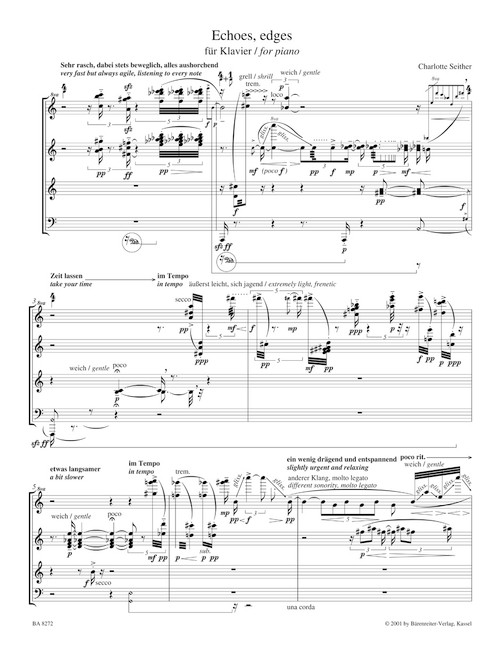 Echoes, edges for piano (2001) [Bar:BA8272]