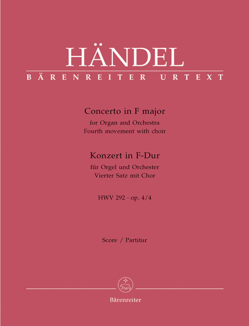 Concerto for Organ and Orchestra in F Major op. 4/4 HWV 292 [Bar:BA8348]