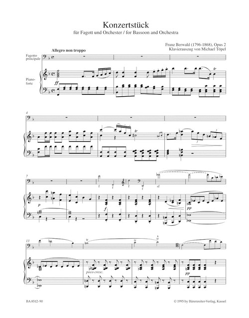 Concert Piece for Bassoon and Orchestra op. 2 [Bar:BA8512-90]