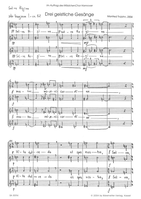 Drei geistliche Gesänge für vierstimmigen Frauenchor (2004) [Bar:BA8594]