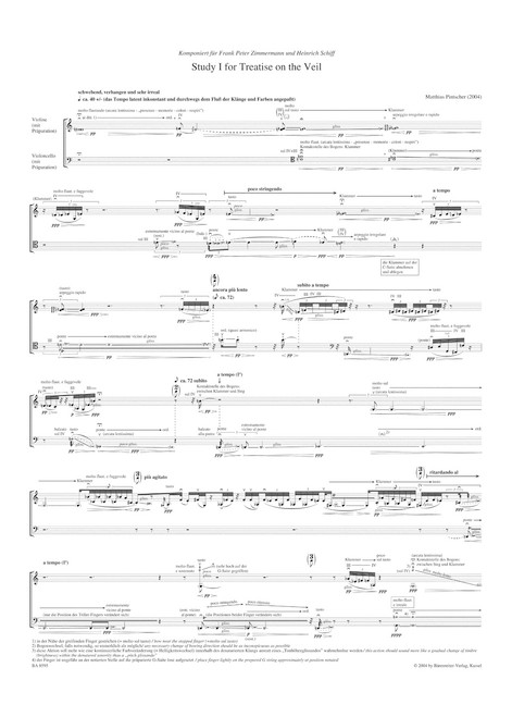 Study I for Treatise on the Veil for violin and violoncello (2004) [Bar:BA8595]