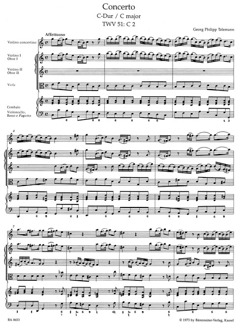 Concerto for Violin and Orchestra in C major TWV 51:C2 [Bar:BA8653]