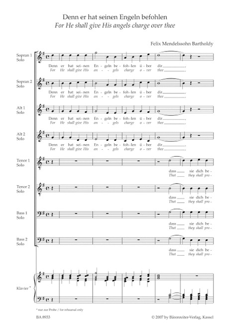For He shall give His angels charge for eight voices a cappella [Bar:BA8933]
