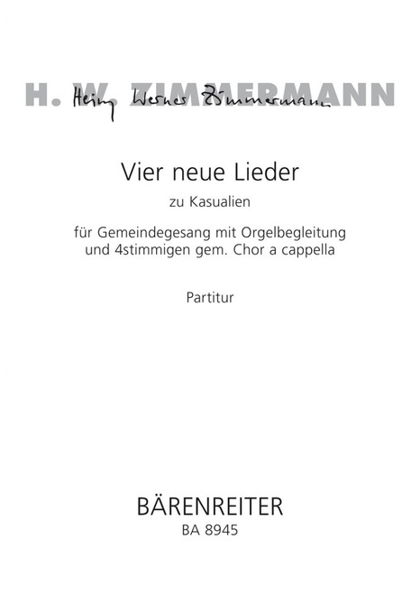 Zimmermann, Vier neue Lieder zu Kasualien [Bar:BA8945]