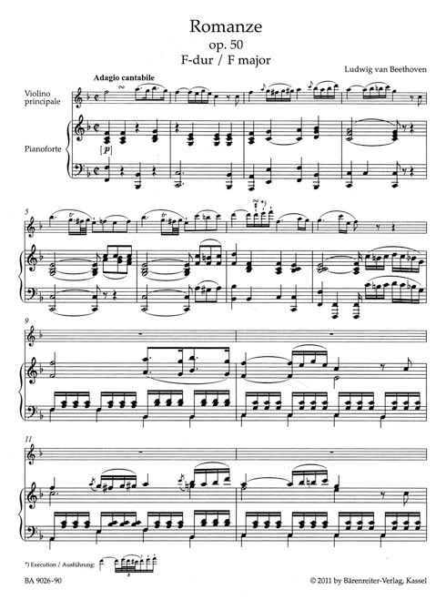 Romances in F major and G major for Violin and Orchestra op. 50, 40 [Bar:BA9026-90]