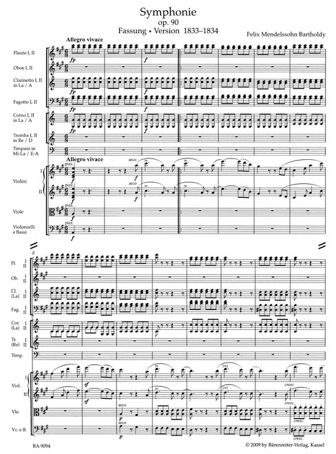 Symphony in A major op. 90 "Italian" (1833-1834) [Bar:BA9094]