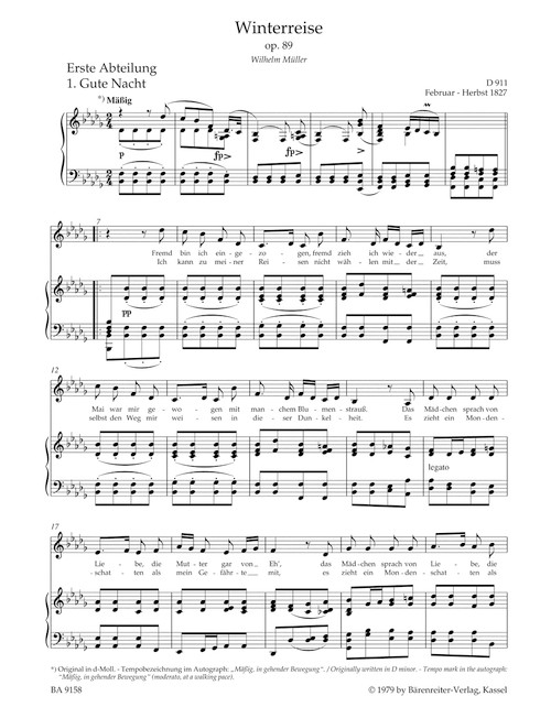 Winterreise op. 89 D 911 [Bar:BA9158]