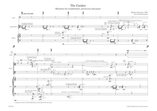 The Garden - memento for countertenor, percussion and piano (2006) [Bar:BA9356]