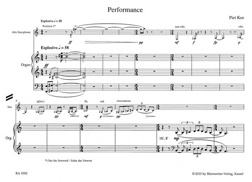 Performance für Alt-Saxophon und Orgel [Bar:BA9392]