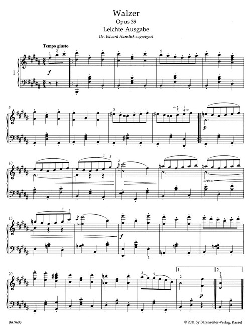 Waltzes op. 39 [Bar:BA9603]