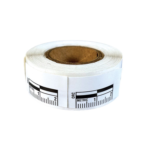 White with Black Writing Photo Adhesive Scales, 2CM (250 or 500 per roll)