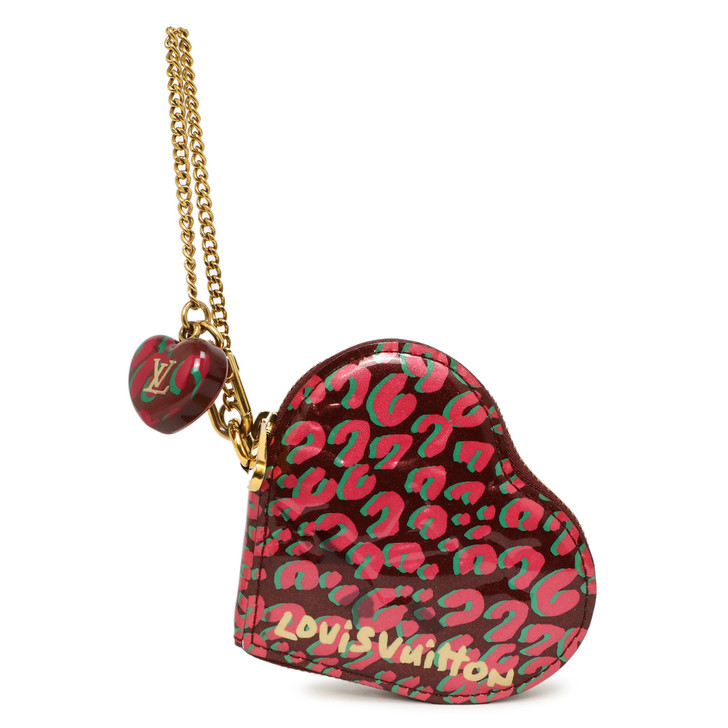 Louis Vuitton Rouge Fauviste Vernis Leopard Heart Coin  Purse