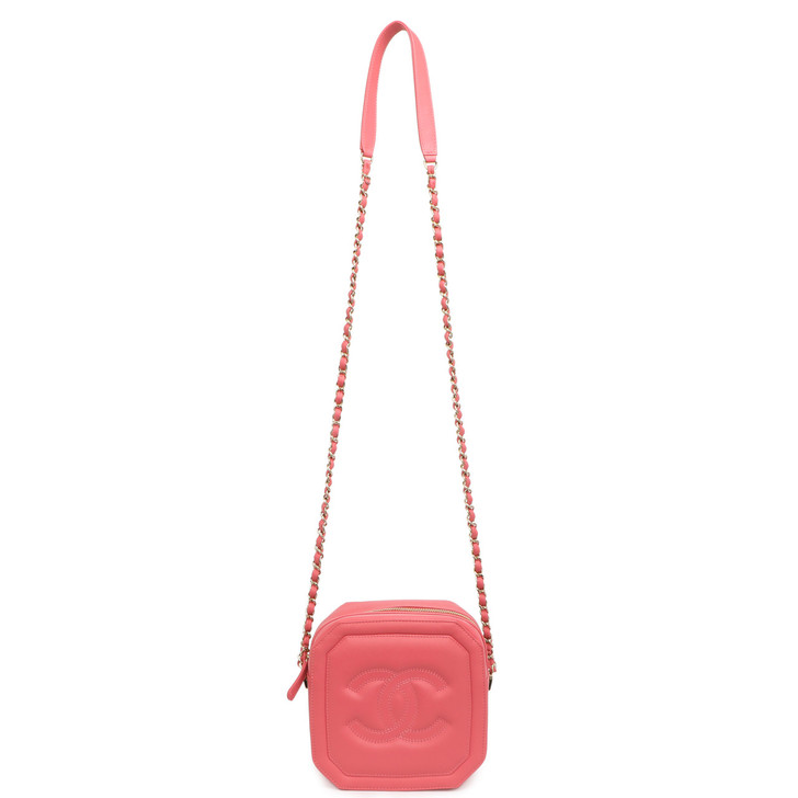 Chanel Pink Lambskin Octagon CC Mini Camera Bag