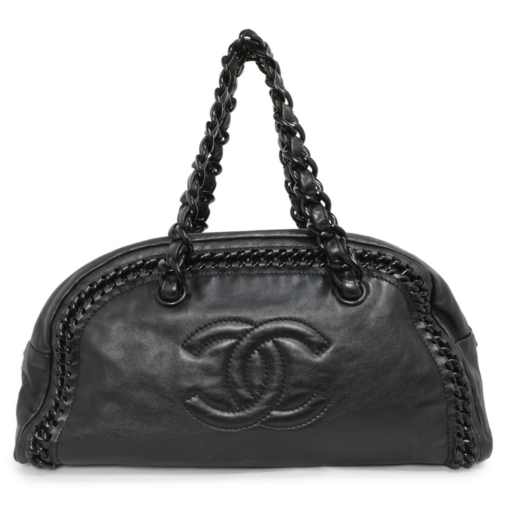 Chanel Black Calfskin Modern Chain Luxe Ligne Bowler Tote