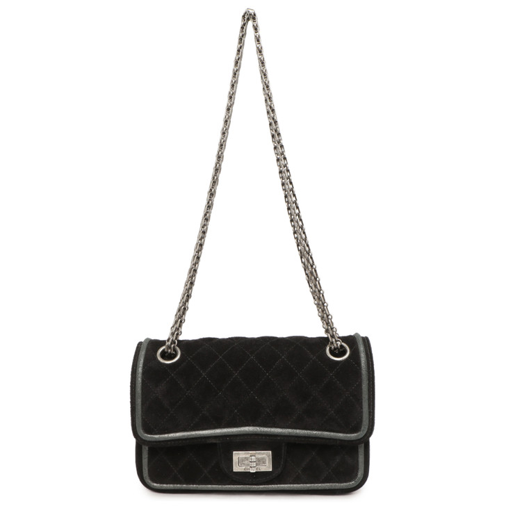 Chanel Black Quilted Suede 2.55 Reissue Double Flap 224