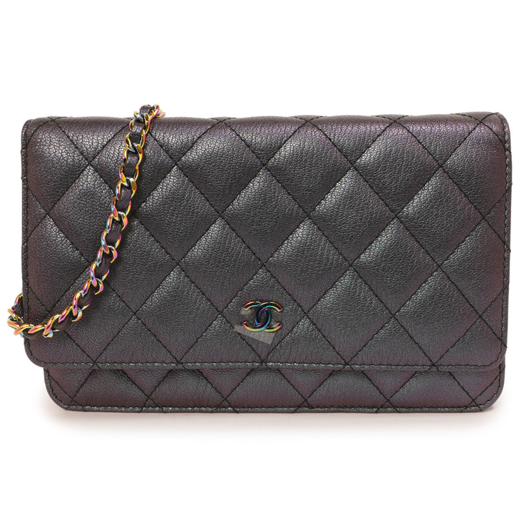 Chanel Iridescent Quilted Goatskin Wallet on Chain WOC