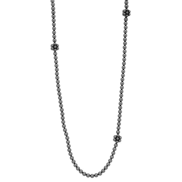 Chanel Dark Grey Pearl Camellia Necklace
