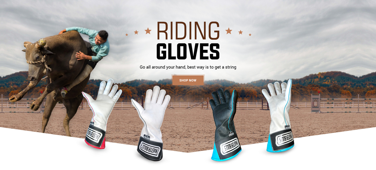 bull riding gloves white and black banner