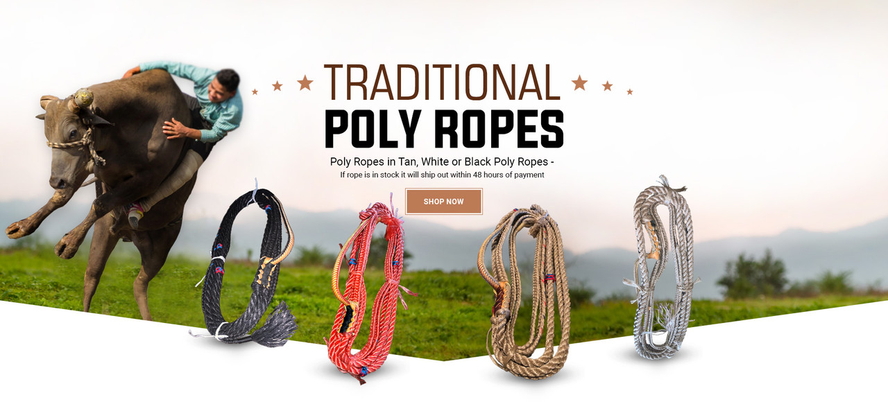 traditional poly ropes in black, red, tan and white banner