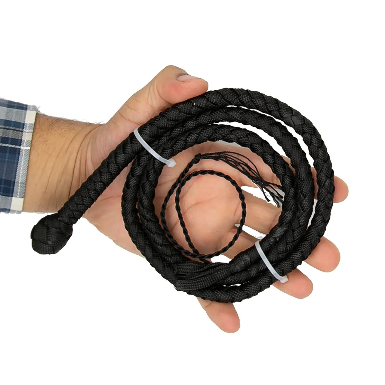 Pocket Mini Whip 3ft - Black Leather, 6 Plait Handmade